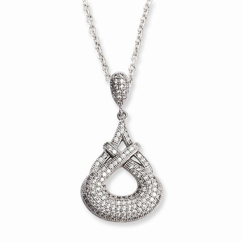 Sterling Silver & CZ Teardrop Necklace