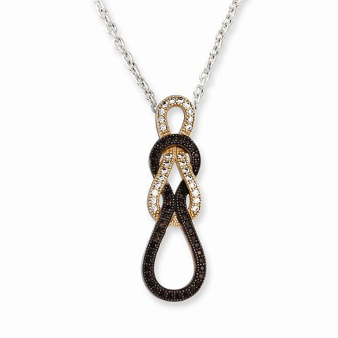 Sterling Silver & Rose Rhodium CZ Love Knot Necklace