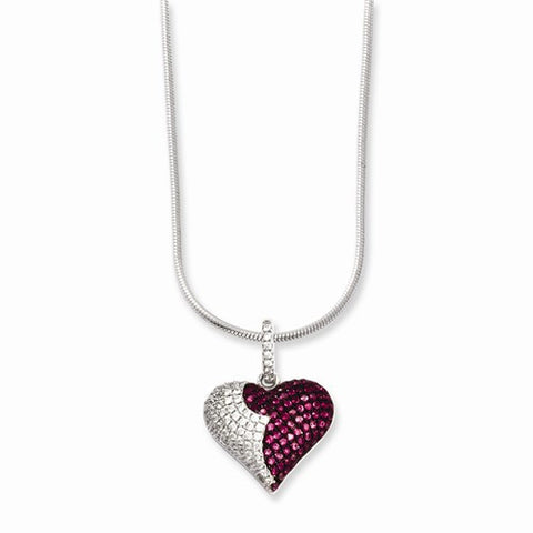 Sterling Silver & CZ Heart Necklace