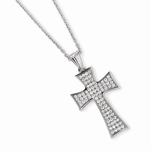 Sterling Silver & CZ Cross Necklace