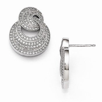 Sterling Silver CZ Polished Circles Post Earrings