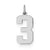 Sterling Silver Medium Polished Number 3 Charm hide-image