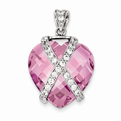Sterling Silver Pink CZ Pendant, Pendants for Necklace