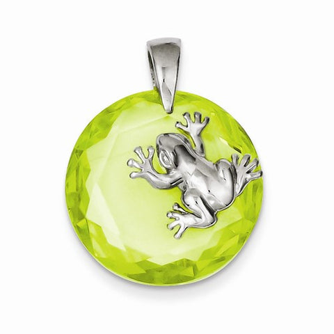 Sterling Silver Green CZ Frog Pendant, Pendants for Necklace