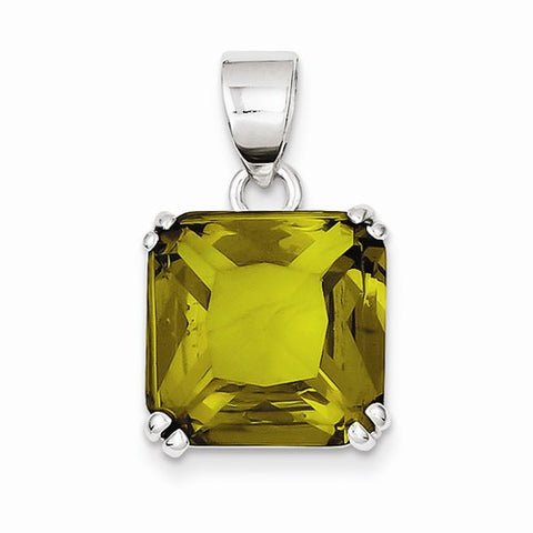 Sterling Silver Square Light Green CZ Pendant, Pendants for Necklace