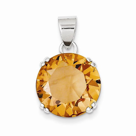 Sterling Silver Round Champagne CZ Pendant, Pendants for Necklace