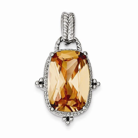 Sterling Silver Champagne CZ pendant, Pretty Pendants for Necklace