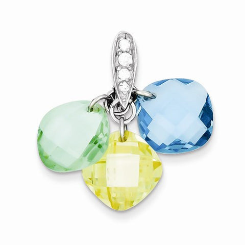 Sterling Silver 3-color CZ Round Pendant, Pendants for Necklace