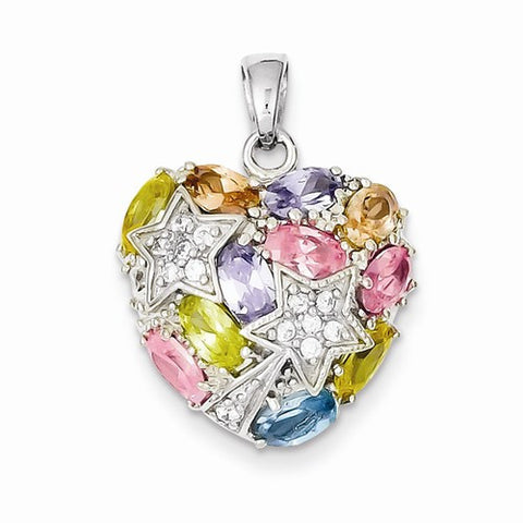 Sterling Silver CZ Pendant, Stylish Pendants for Necklace