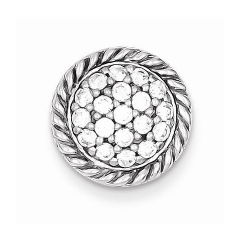 Sterling Silver Round CZ Chain Slide Pendant, Beautiful Pendants for Necklace