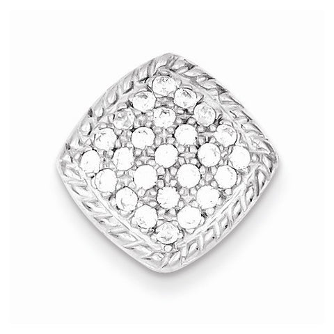 Sterling Silver Square CZ Chain Slide Pendant, Pendants for Necklace