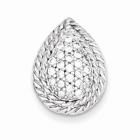 Sterling Silver Teardrop CZ Slide Pendant, Pendants for Necklace