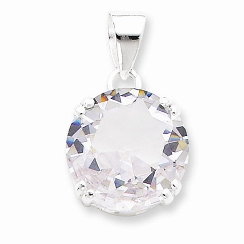 Sterling Silver Round Clear CZ Pendant, Pendants for Necklace