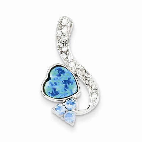 Sterling Silver Created Opal & Blue CZ Pendant, Pendants for Necklace
