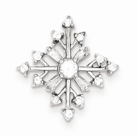 Sterling Silver CZ Snowflake Slide Pendant, Pendants for Necklace
