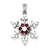 Sterling Silver Red CZ Snowflake Charm hide-image