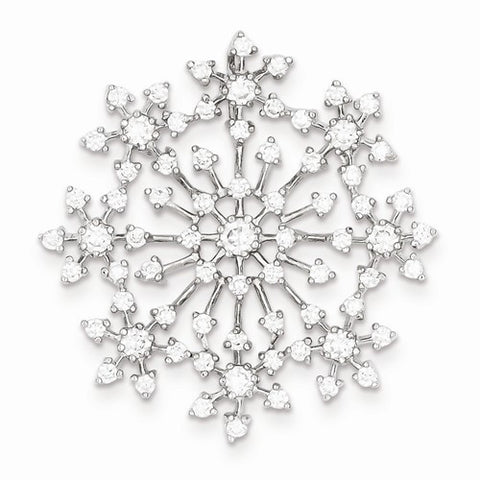 Sterling Silver CZ Snowflake Slide Pendant, Gorgeous Pendants for Necklace