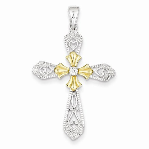 Sterling Silver Vermeil CZ Cross Pendant, Pendants for Necklace