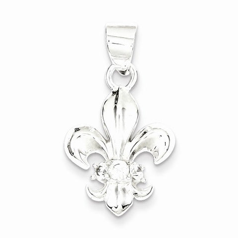 Sterling Silver CZ Fleur De Lis pendant, Dazzling Pendants for Necklace