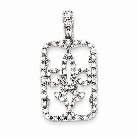 Sterling Silver CZ Fleur De Lis pendant, Beautiful Pendants for Necklace