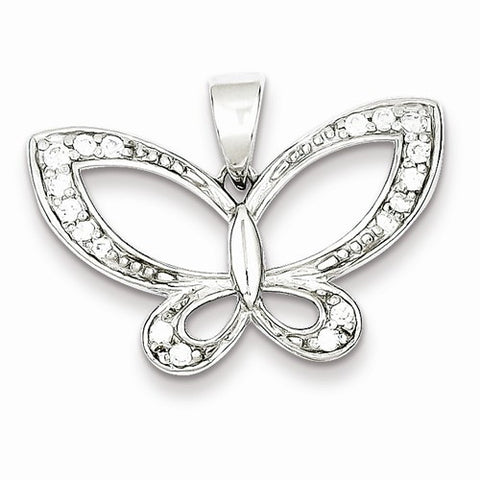 Sterling Silver CZ Butterfly pendant, Charm