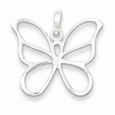 Sterling Silver Polished Butterfly Pendant, Pendants for Necklace