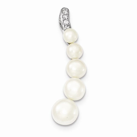 Sterling Silver Freshwater Cultured Pearl CZ Pendant, Pendants for Necklace