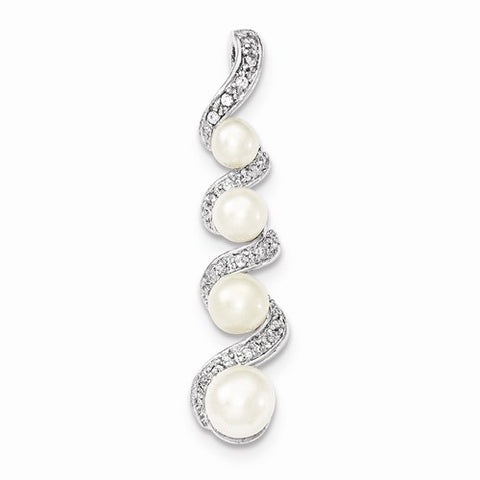 Sterling Silver Freshwater Pearl CZ Pendant, Pendants for Necklace
