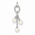 Sterling Silver CZ Oval Simulated Pearl Dangle Pendant, Pendants for Necklace