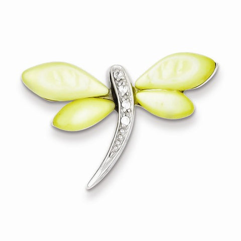 Sterling Silver CZ & Mother of Pearl Dragonfly Pendant, Pendants for Necklace