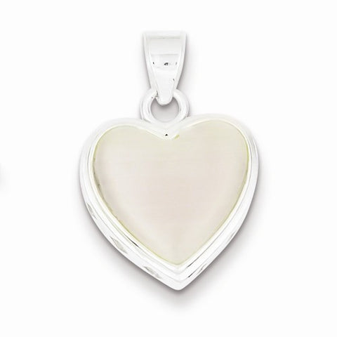 Sterling Silver Reversible Heart Mother of Pearl Pendant, Pendants for Necklace