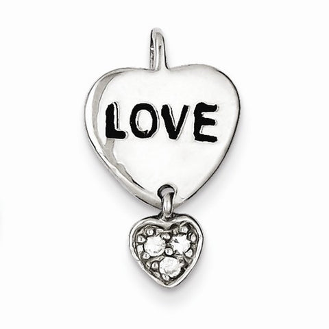 Sterling Silver Love CZ Heart Pendant, Pendants for Necklace