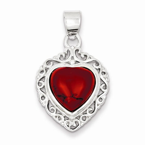 Sterling Silver Dyed Howlite Heart Pendant, Pendants for Necklace