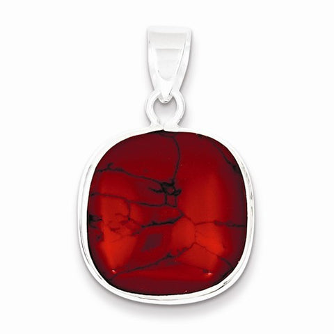Sterling Silver Square Dyed Howlite Pendant, Pendants for Necklace