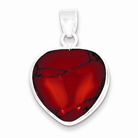 Sterling Silver Heart Dyed Howlite Pendant, Pendants for Necklace