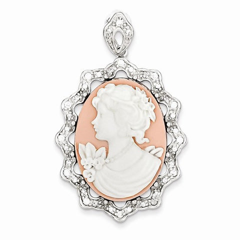 Sterling Silver CZ Cameo pendant, Pendants for Necklace