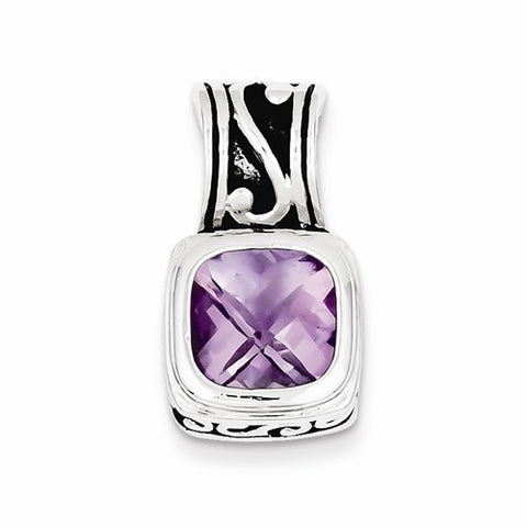 Sterling Silver Antiqued Amethyst Pendant, Pendants for Necklace