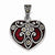 Sterling Silver Red Enamel & Marcasite Heart Pendant, Pendants for Necklace