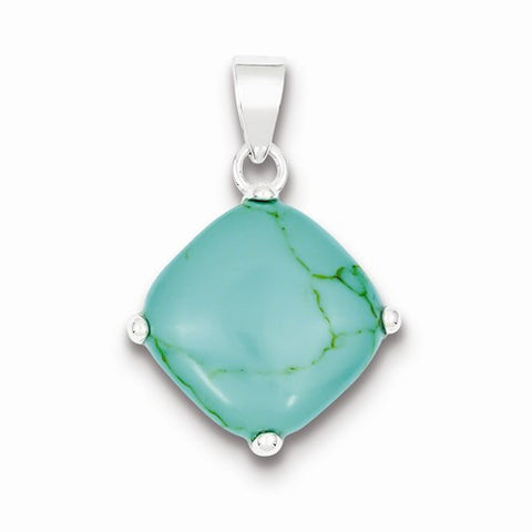 Sterling Silver Square Turquoise Pendant, Pendants for Necklace