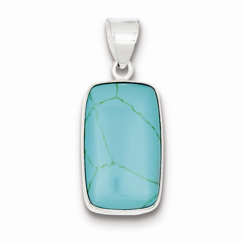 Sterling Silver Rectangle Turquoise Pendant, Pendants for Necklace