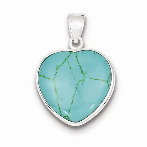 Sterling Silver Heart Turquoise Pendant, Pendants for Necklace