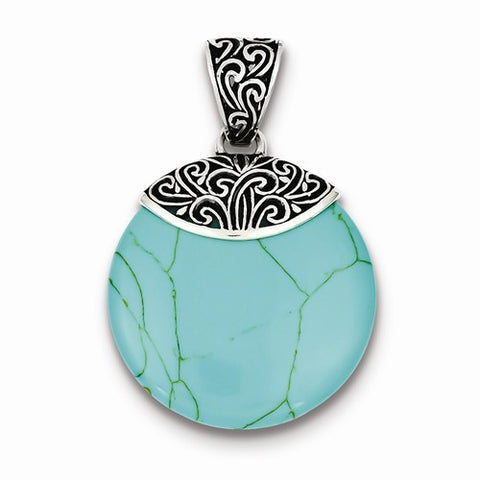 Sterling Silver Antiqued Turquoise pendant, Delightful Pendants for Necklace