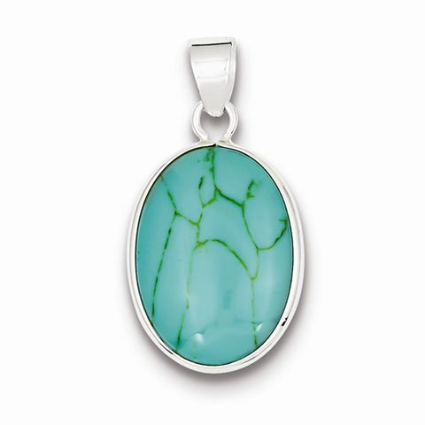 Sterling Silver Oval Turquoise Pendant, Pendants for Necklace