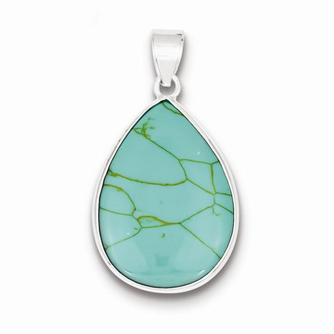 Sterling Silver Teardrop Turquoise Pendant, Pendants for Necklace