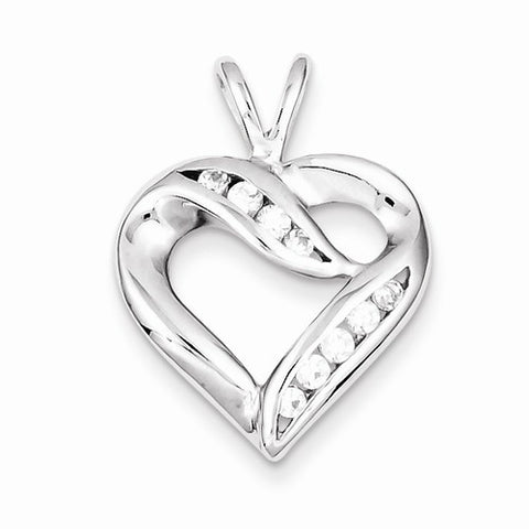 Sterling Silver CZ Heart Pendant, Lovely Pendants for Necklace
