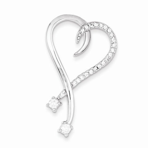 Sterling Silver CZ Heart Pendant, Appealing Pendants for Necklace