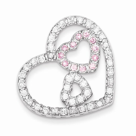 Sterling Silver CZ Heart Pendant, Charm