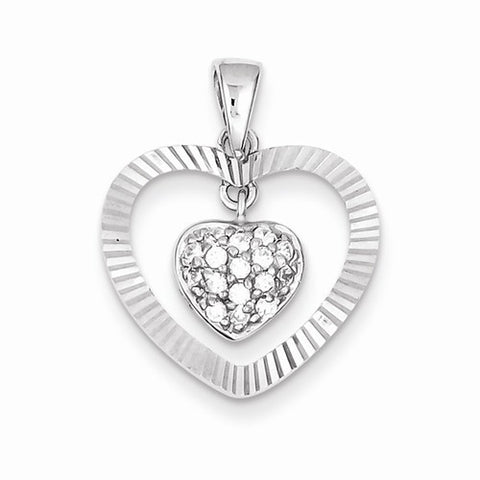 Sterling Silver CZ Heart Pendant, Beautiful Pendants for Necklace