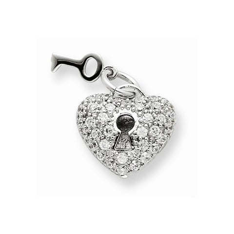 Sterling Silver Key & Heart Pendant, Pendants for Necklace