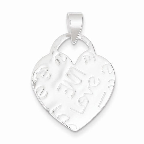 Sterling Silver Embossed Love Heart Pendant, Pendants for Necklace